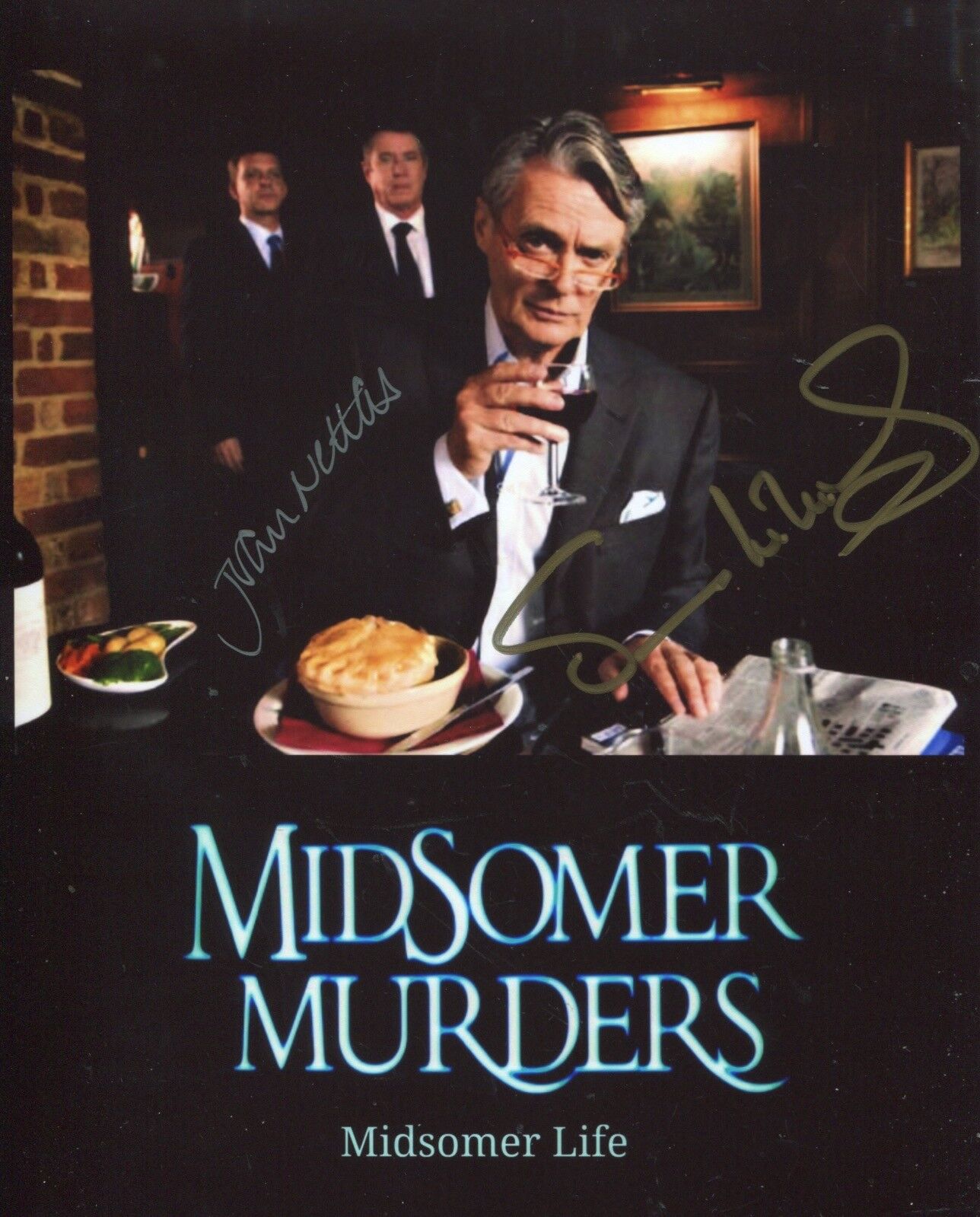 MIDSOMER MURDERS John Nettles & Simon Williams signed Midsomer Life' Photo Poster painting