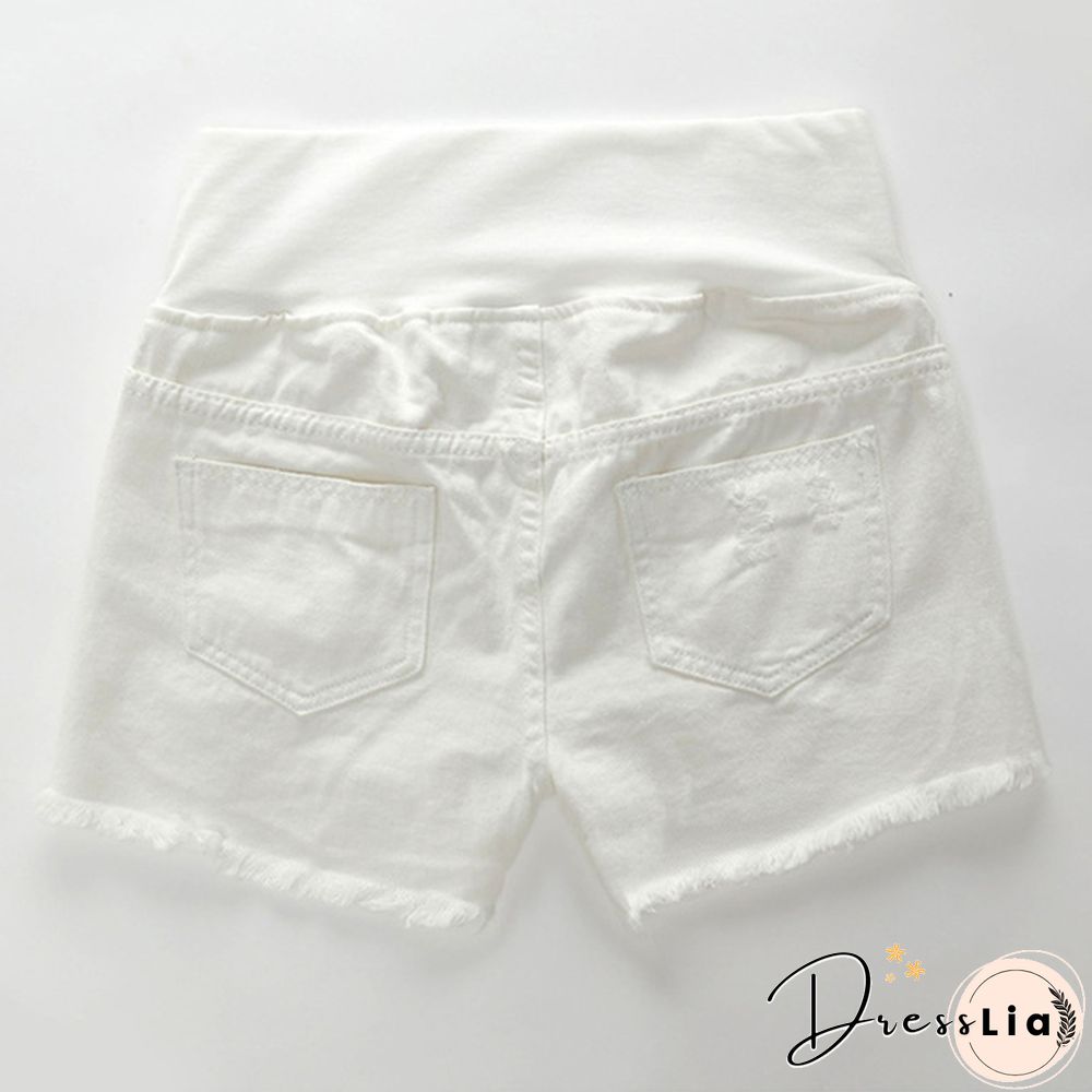 Pregnant Women's Ripped Hole Loose Denim Maternity Shorts Summer Casual Belly Clothes
