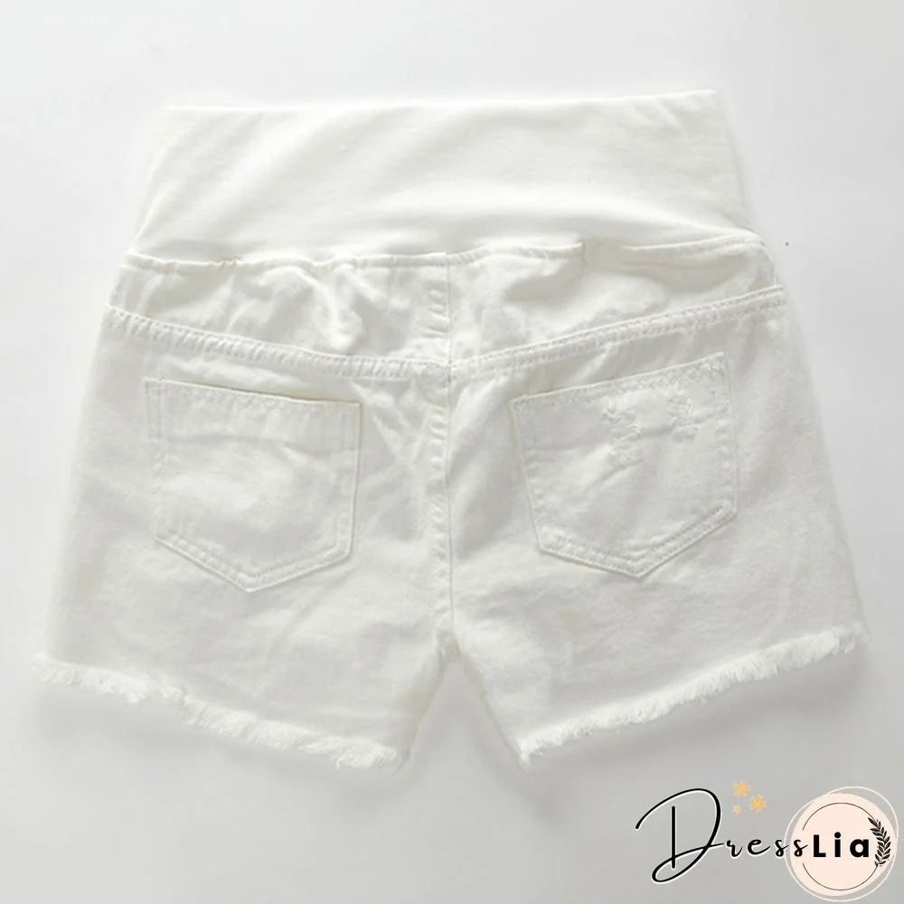 Pregnant Women's Ripped Hole Loose Denim Maternity Shorts Summer Casual Belly Clothes