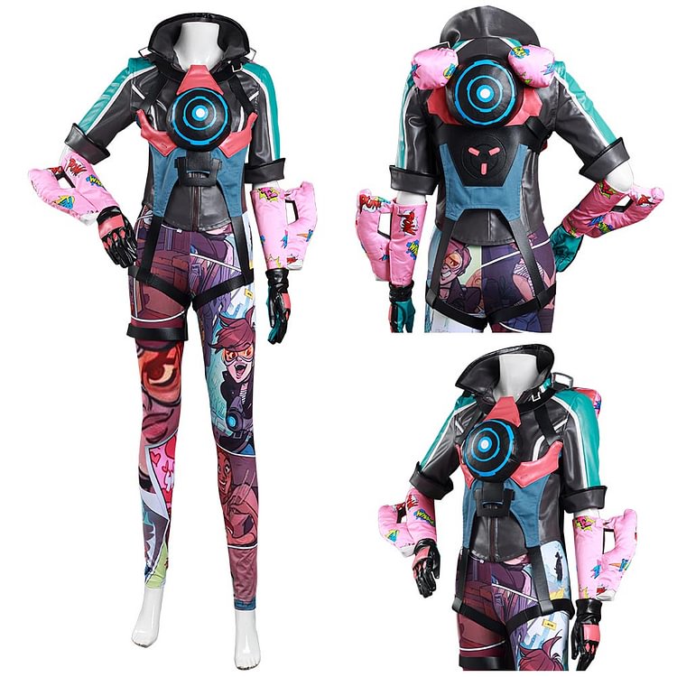 Overwatch OW Women Top Pants Outfit Tracer Halloween Carnival Suit Cosplay Costume