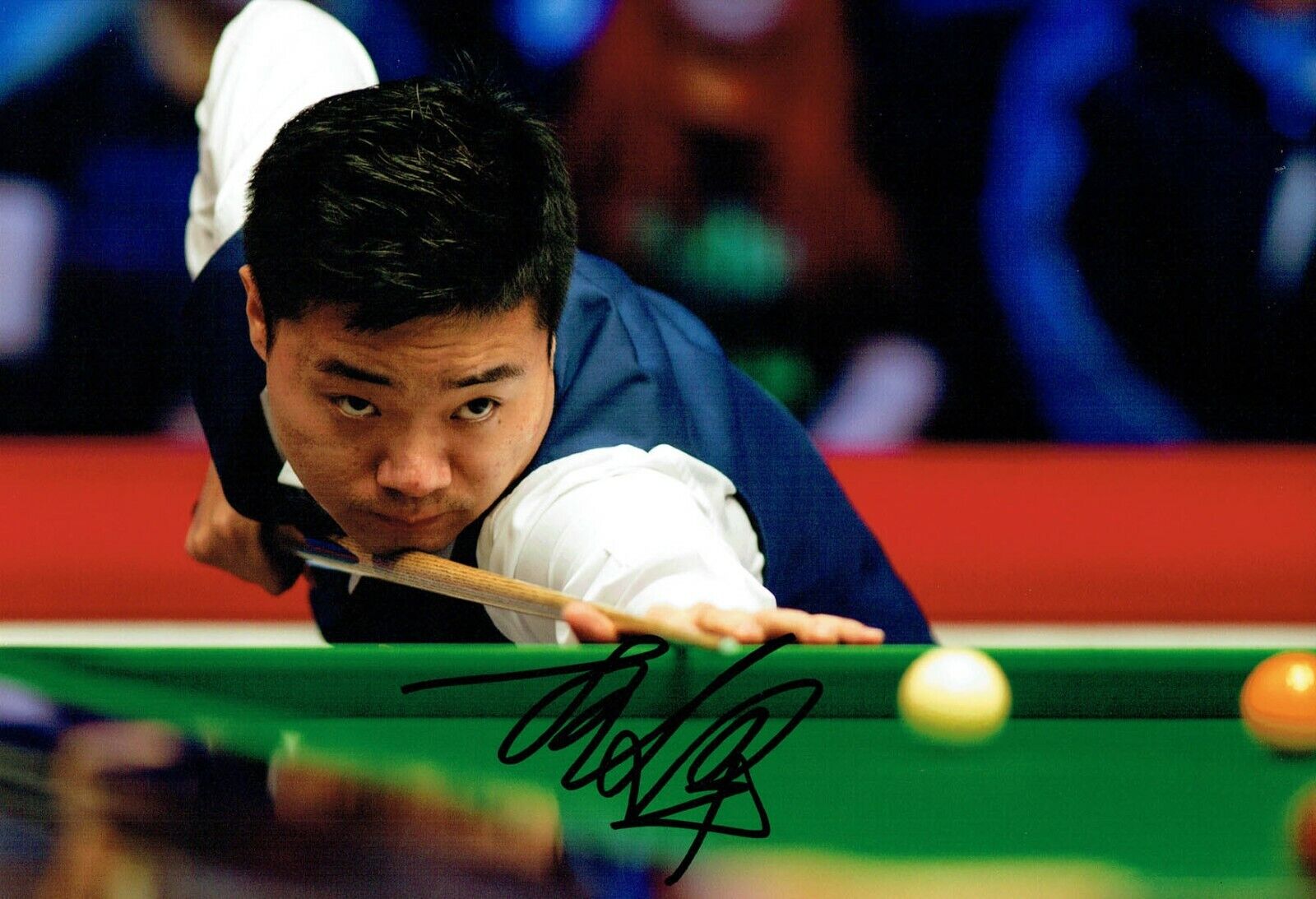 Ding JUNHUI Signed Autograph Photo Poster painting B SNOOKER Sheffield Crucible AFTAL RD COA