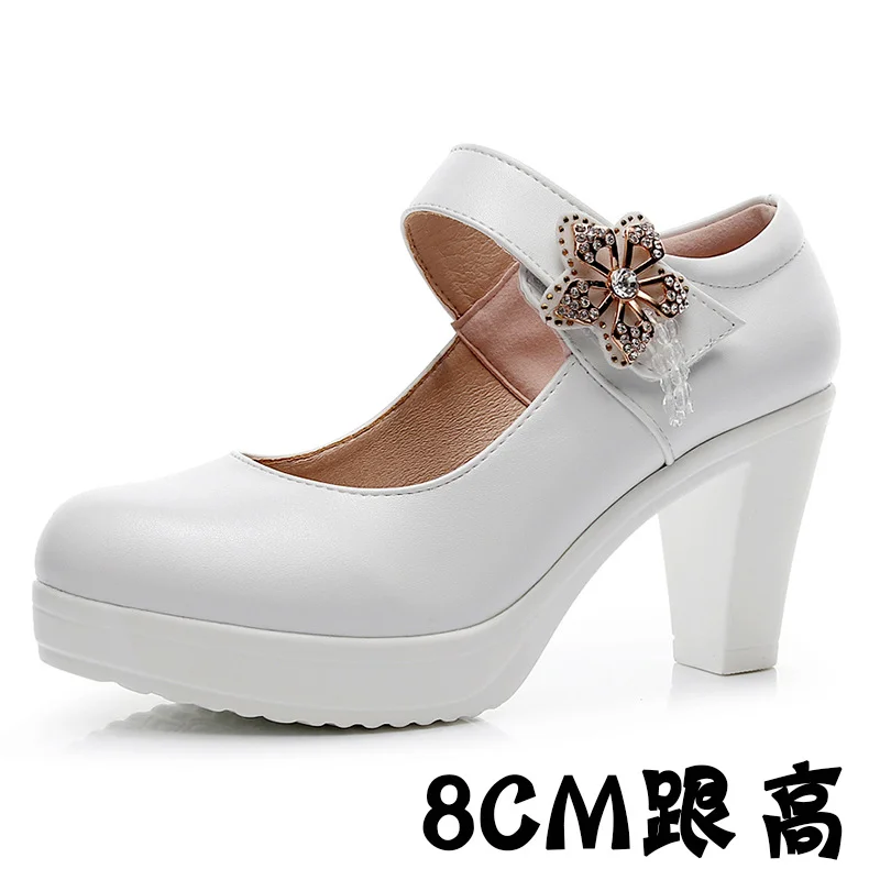 Breakj Breakj High-Heeled High-Heeled Waterproof Table Thick-Soled Model Walking Shoes Magic Beaded Women's Shoes With Cheongsam Shoes