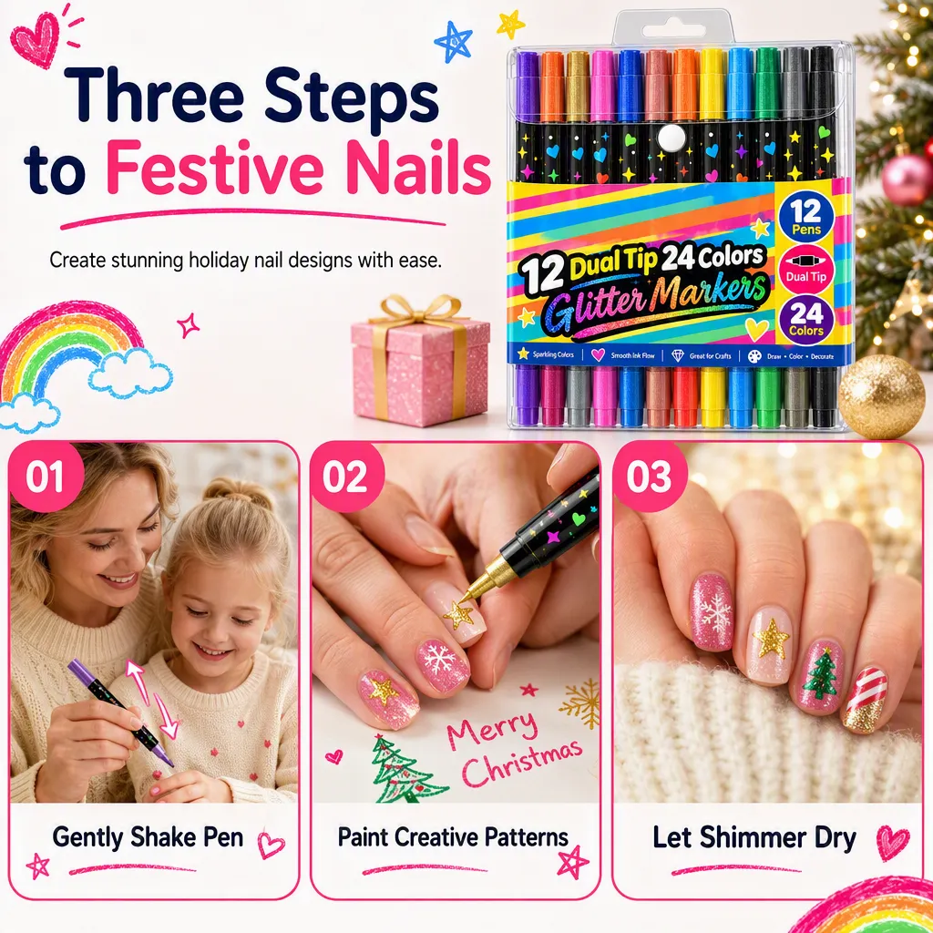 Three-step glitter marker craft inspiration