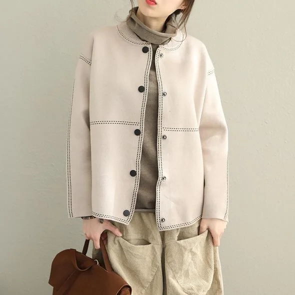 Fine Loose Button Down Sweater Coat Women Casual Tops