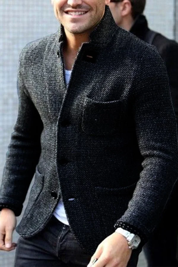 Men's Retro Grey Knitted Jacket