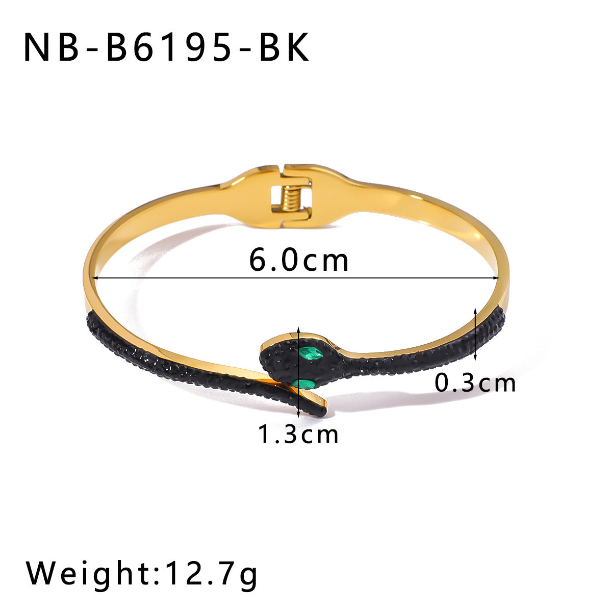 Snake-Shaped Diamond-Encrusted Cast Open Titanium Steel Bracelet Niche Design Stainless Steel 18K Gold-Plated Bracelet