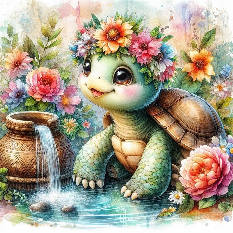 Turtle In Porcelain Jar 40*40CM (Canvas) Full Round Drill Diamond Painting gbfke