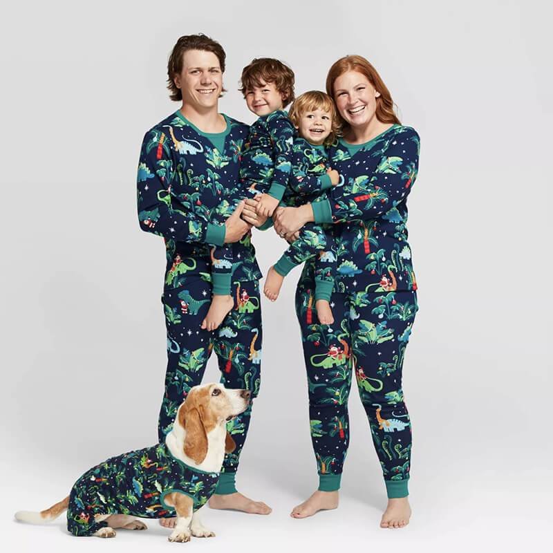 Family Matching Dinosaur Pajamas Set with Pet Dog Clothes 2021、、sdecorshop
