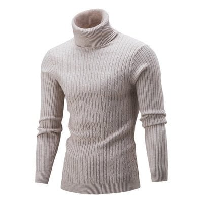 Winter Turtleneck Men Sweaters Casual Solid Warm Twist Knitted Pullovers Slim Sweater Autumn Long Sleeve Male Jumper Sweaters