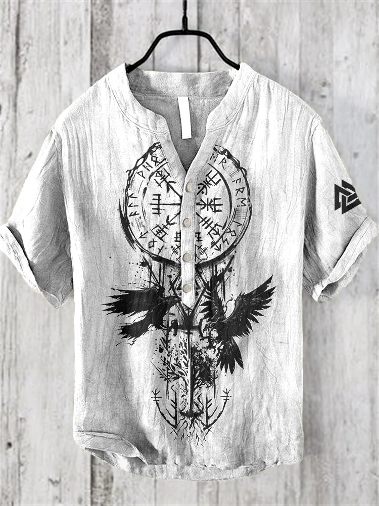 Vintage Viking Valhalla Rune Art Linen Blend Cozy Shirt