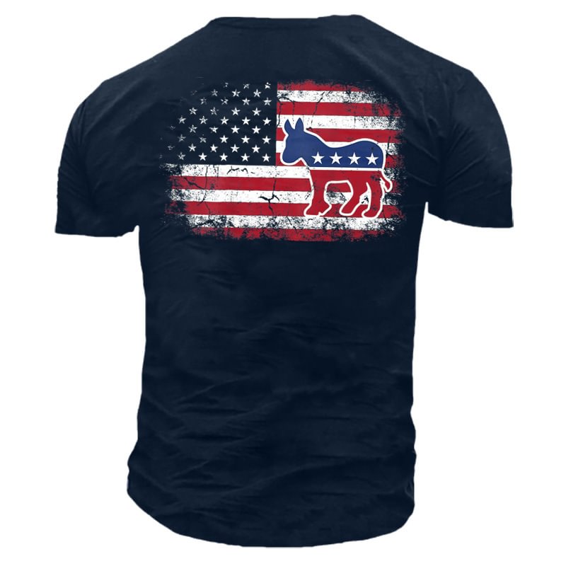 Men's Trendy Short Sleeve Flag Print Asymmetrical T-shirt 