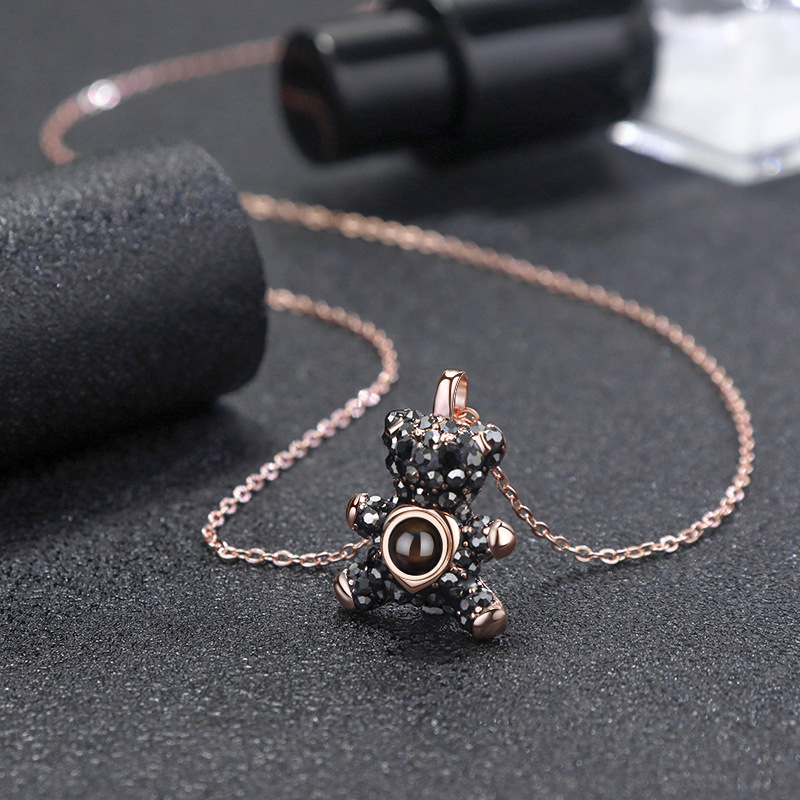 Loveyoufancy 925 Silver Bear Projection Necklace