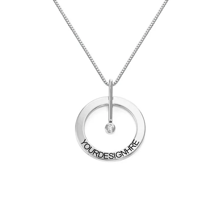 Personalized Design Diamond Set Single Ring Necklace