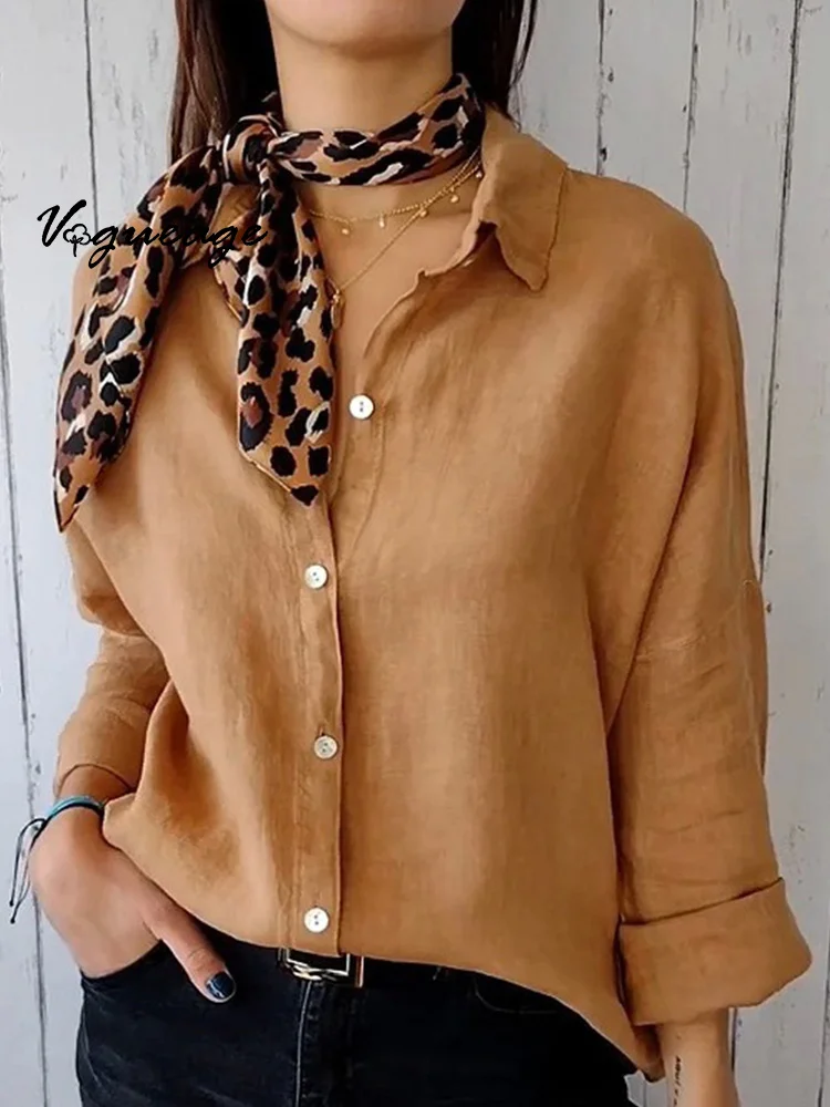 Lapel Fashion Solid Color Button Long Sleeve Women's Casual Shirt
