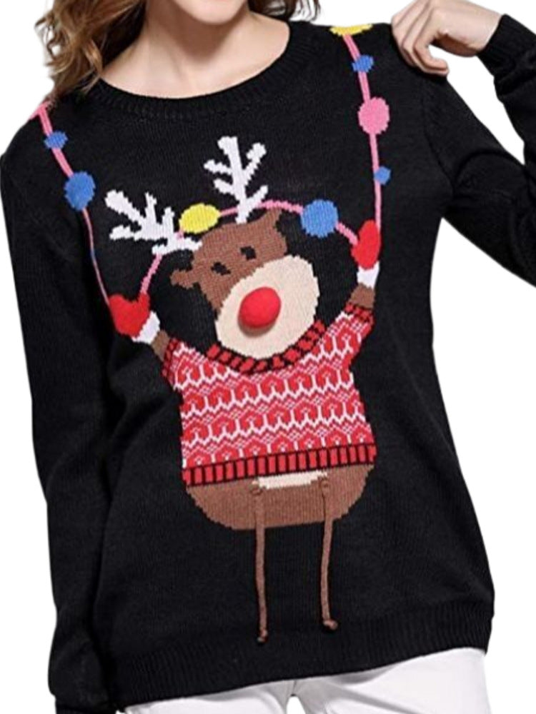 Women's Winter Christmas Casual Long Sleeve Crew Neck Sweater
