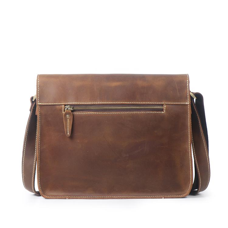 Vintage Handmade Leather Crossbody Messenger Bag