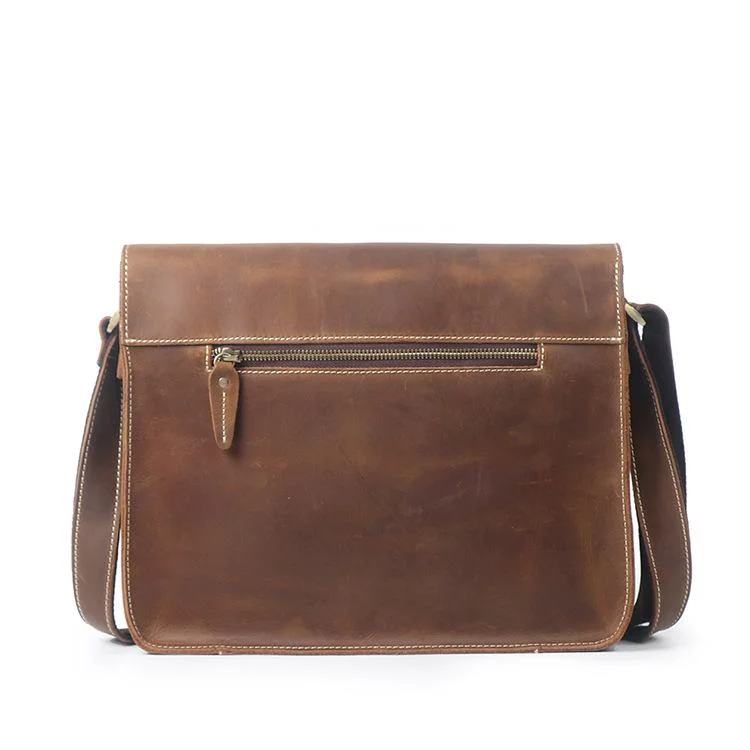 Vintage Handmade Leather Crossbody Messenger Bag