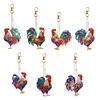 7Pcs DIY Diamond Painting Rooster Keychain