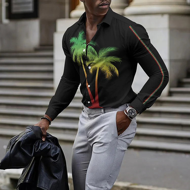 BrosWear Juneteenth Contrasting Coconut Long Sleeve Shirt