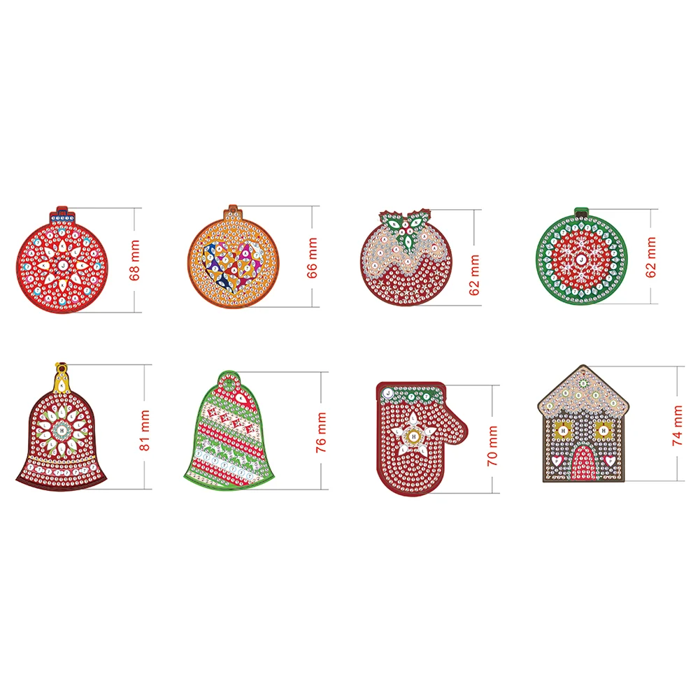 8pcs DIY Diamond Painting XmasTree Pendant (Single Sided)