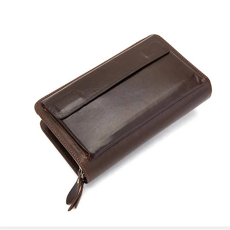 Card Holder Contrast Color Soft Leather Currency Pocket Zipper Closure Wallet