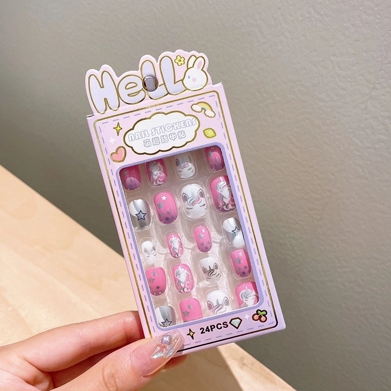 Cute Cartoon Character Stripe Plastic Nail Patches 1 Set