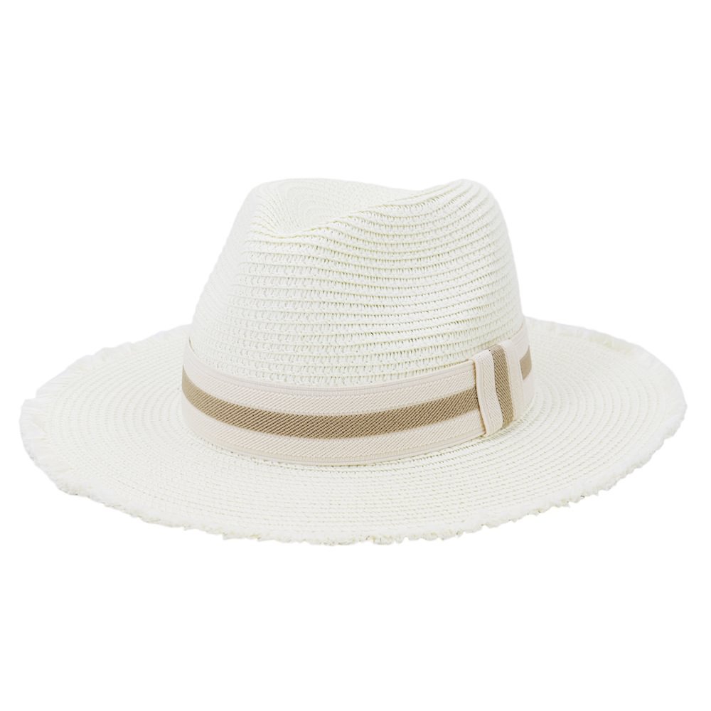 Matt Raw Edge Jazz Hat-White