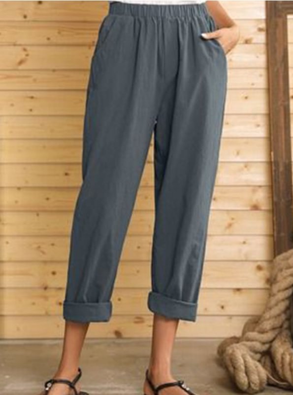 Women's Pocket Pure Color Comfort Fashion Cotton Casual Pants