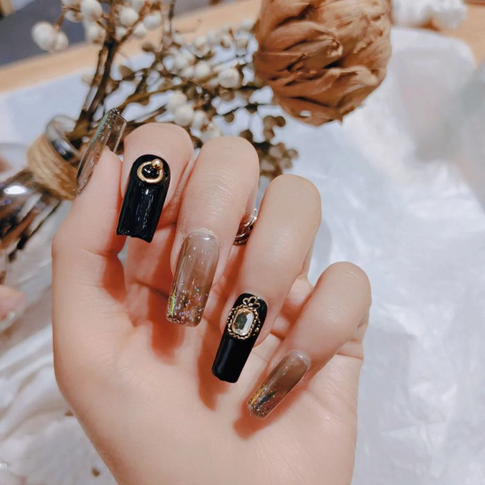 24pcs Fake Nails Halloween Long Style Full Cover False Nails DIY Glue Press On Nails Nail Supplies For Ballerina False Nail Tip