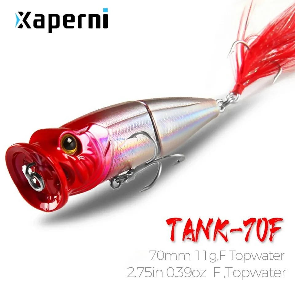 Xaperni 5pcs/lot  fishing lures,hard bait 5 assorted colors, Xaperni popper 70mm 11g, Floating topwater baits free shipping