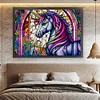 >SALE<Full Embroidery Cotton Thread 11CT Print Stain Glass Unicorn Cross Stitch60x45cm