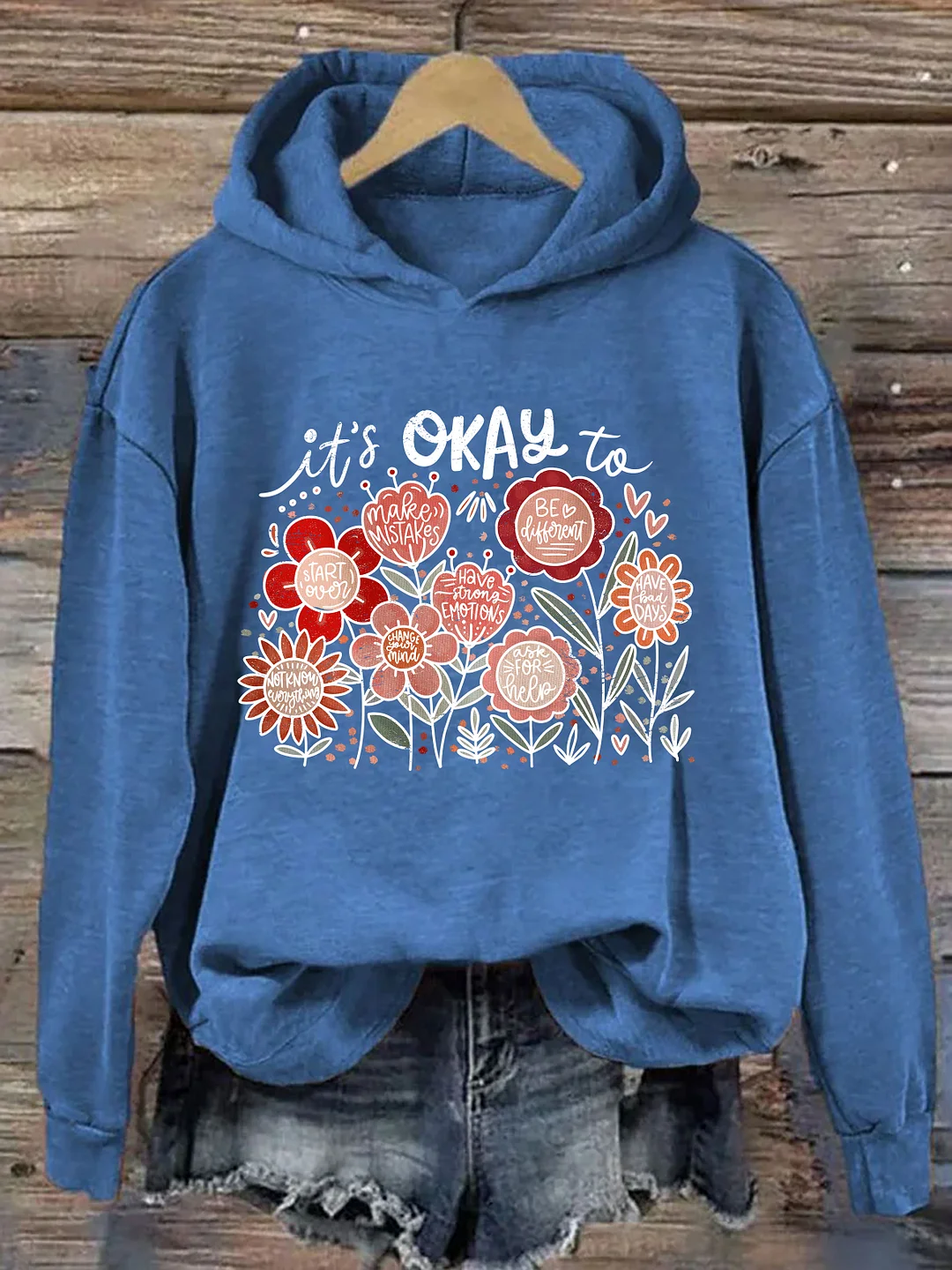 It's Okay To Boho Floral Hoodie