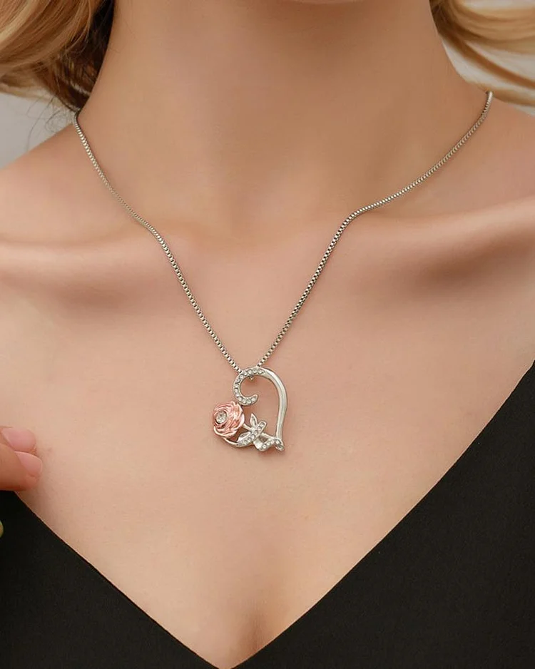 Valentine's Day Love Rose Zircon Necklace Necklace Romantic