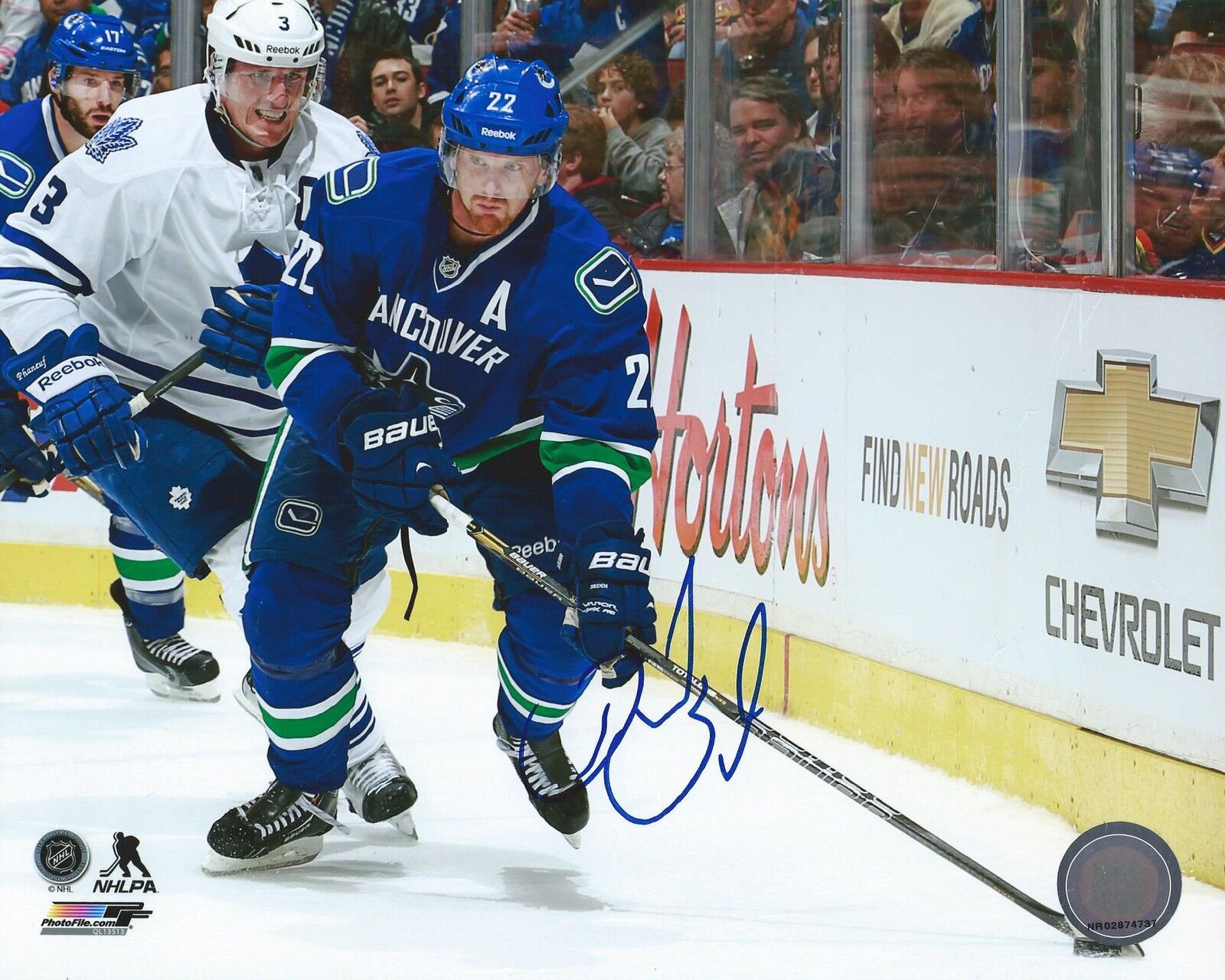 Daniel Sedin Signed 8×10 Photo Poster painting Vancouver Canucks Autographed COA F