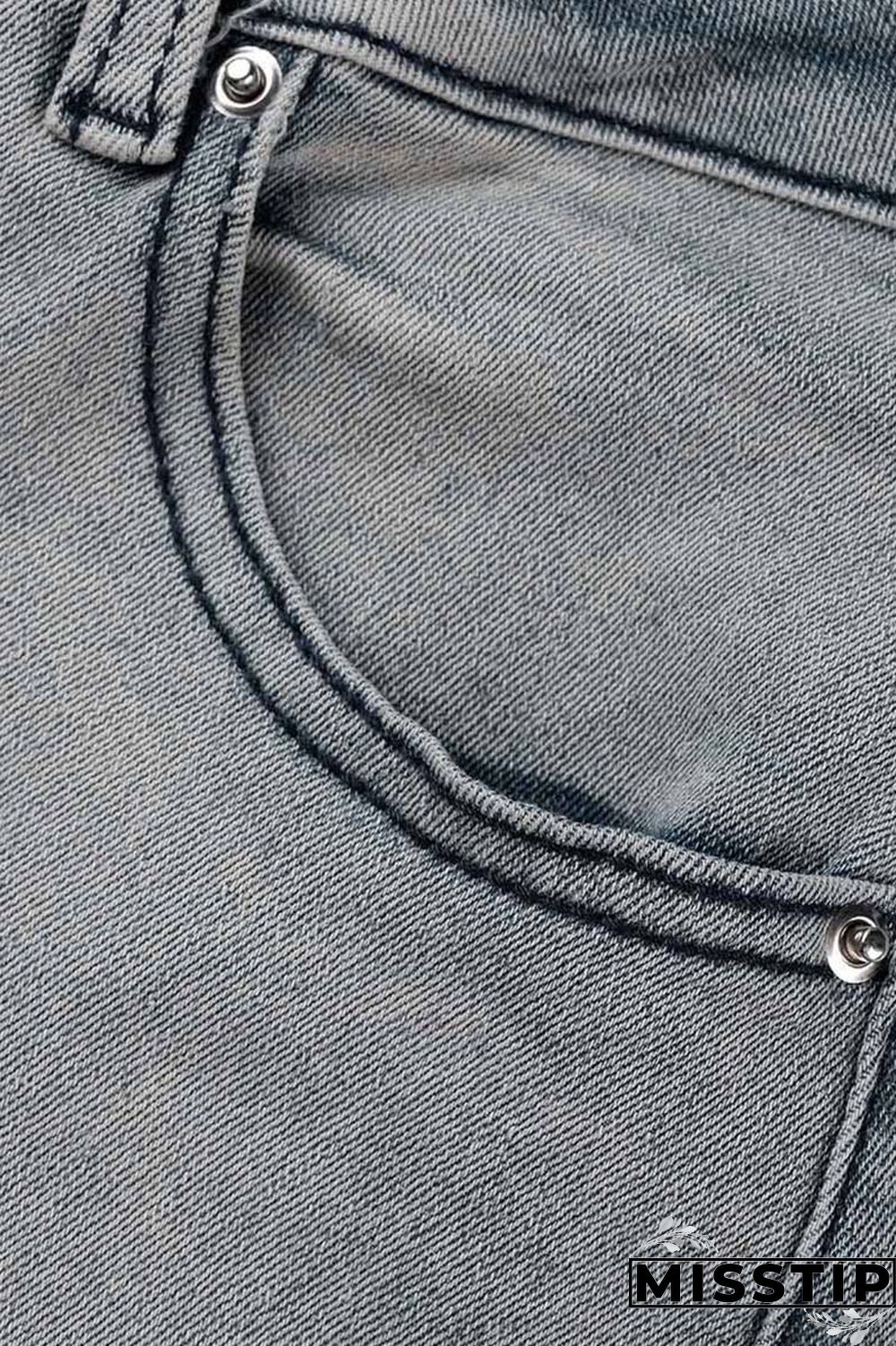 Black Casual Patchwork Contrast High Waist Regular Denim Jeans