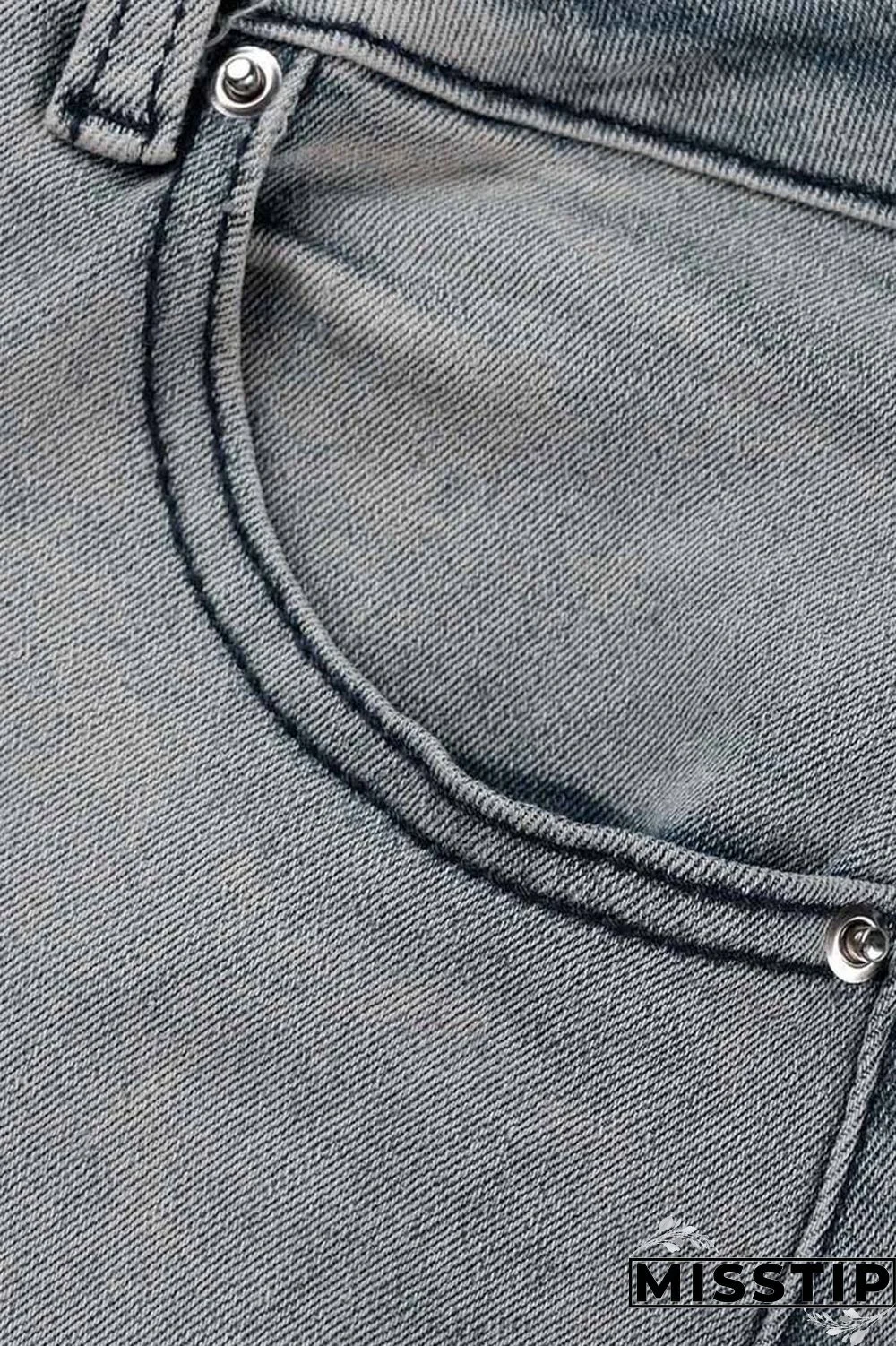 Black Casual Patchwork Contrast High Waist Regular Denim Jeans