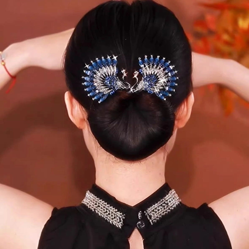 Women’s Minimalist Peacock Feather Flower Alloy Plating Inlay Rhinestones Hair Band