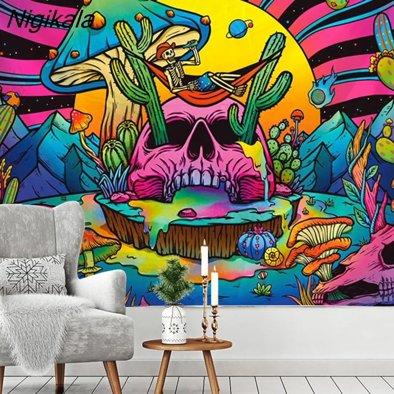 Nigikala Flower Mushroom Eye Tapestry Boho Art Bedroom Living Room Aesthetics Wall Hanging Tapestry Home Decor