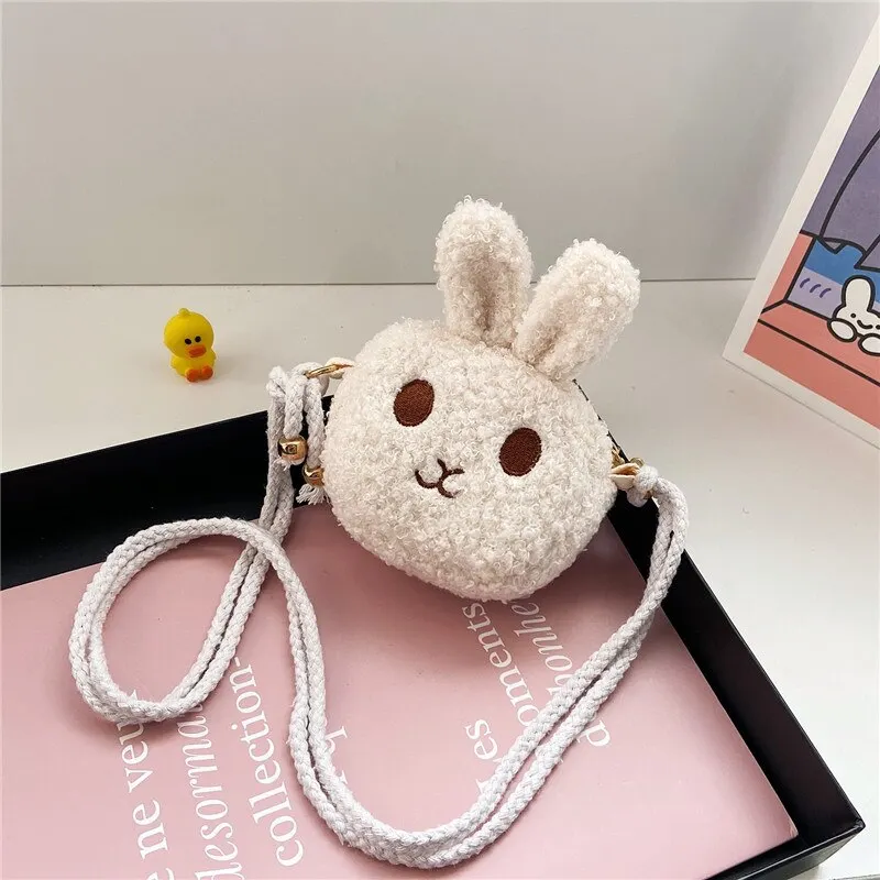 Billionm Children Plush Cartoon Crossbody Bags Cute Little Rabbit Baby Girls Coin Purse Handbags Fashion Kids Small Shoulder Bag