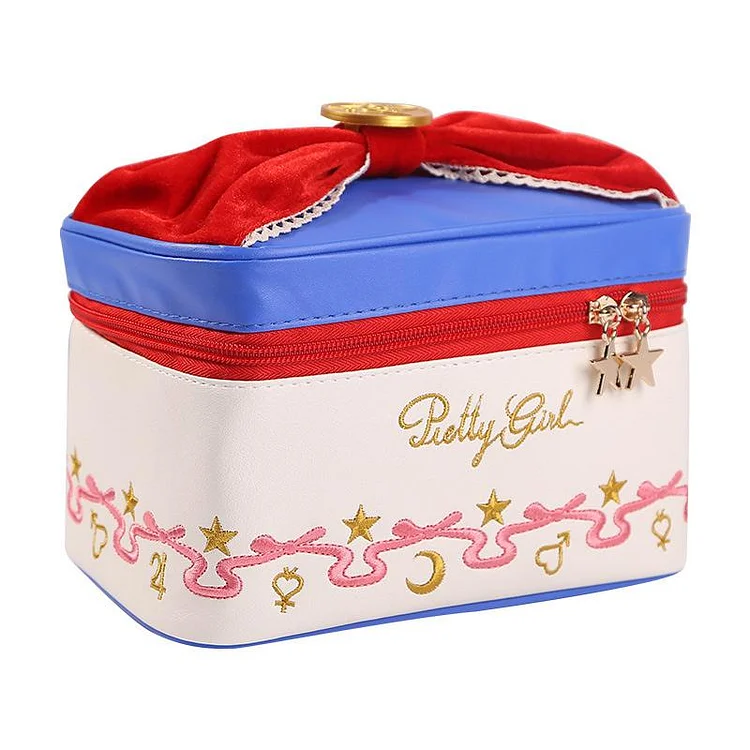 Bow Letter Star Moon Colorblock Cosmetic Bag - Modakawa Modakawa
