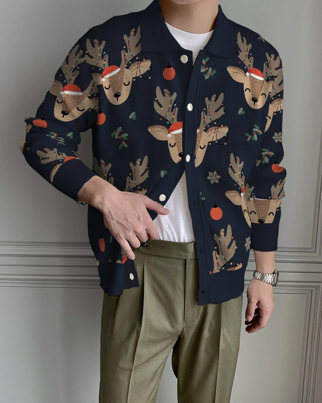Men's Lapel Knitted Sweater Cardigan d2a8