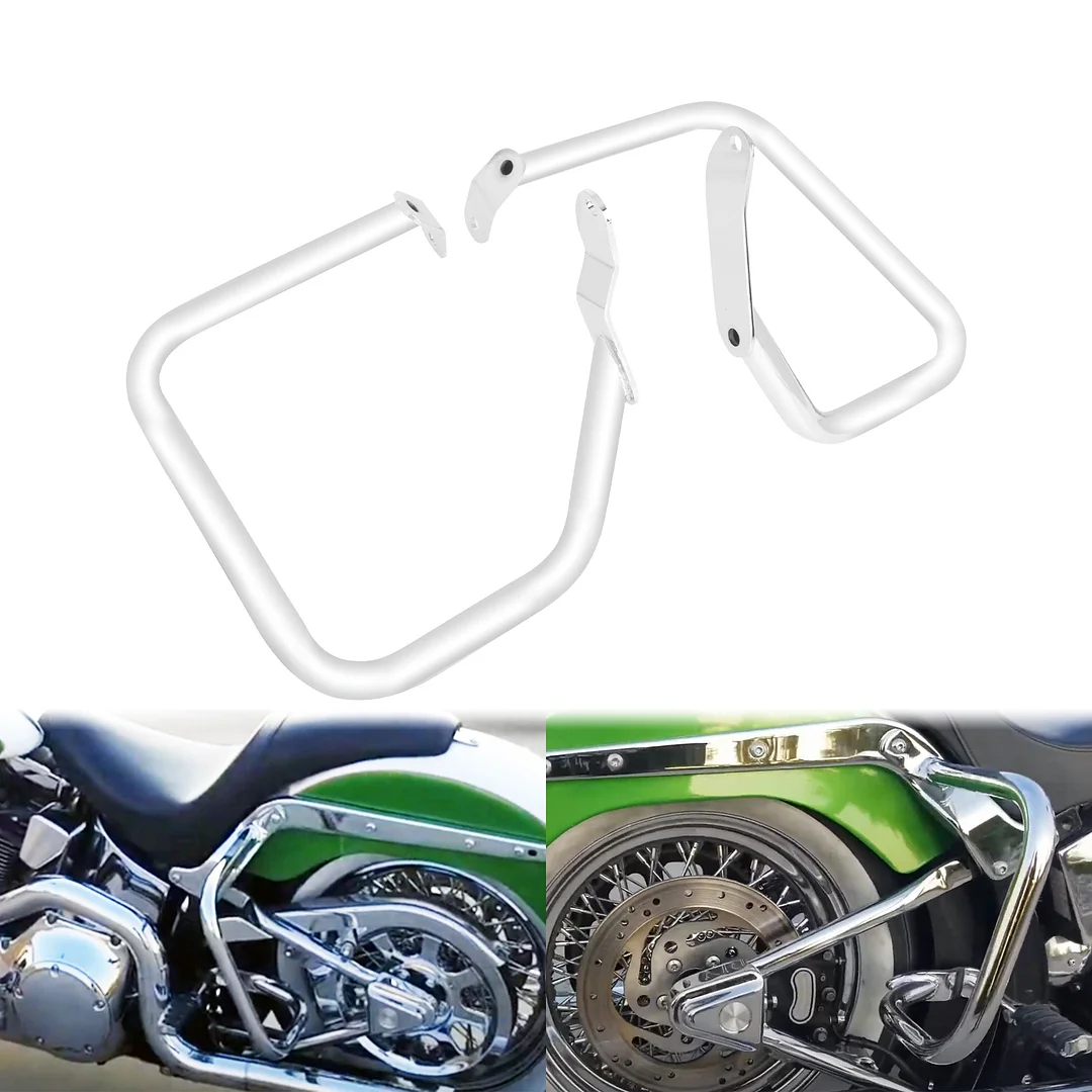 Steel Rear Saddlebag Guards Rail Crash Bar Chrome For Harley Softail Heritage Springer Standard FXSTS FXSTB FLSTC