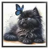 Butterfly And Black Cat-18CT Stamped Cross Stitch 25*25cm/9.84*9.84in tapestrymarket