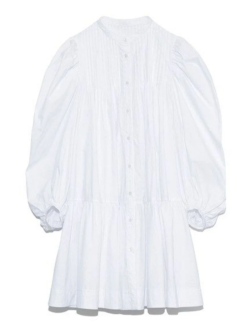 Christmas Gift Kuzuwata Fresh Sweet Single Breasted Women Dress 2021 Spring New Japan Style Puff Long Sleeve Vestidos O Neck Shirts Dresses