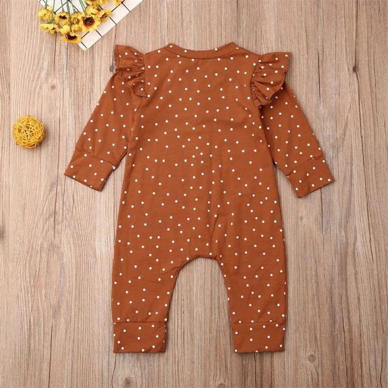 2019 Baby Spring Autumn Clothing Newborn Baby Girl Polka Dots Romper Fly Long Sleeve Jumpsuit Playsuit Outfit Casual Clothes