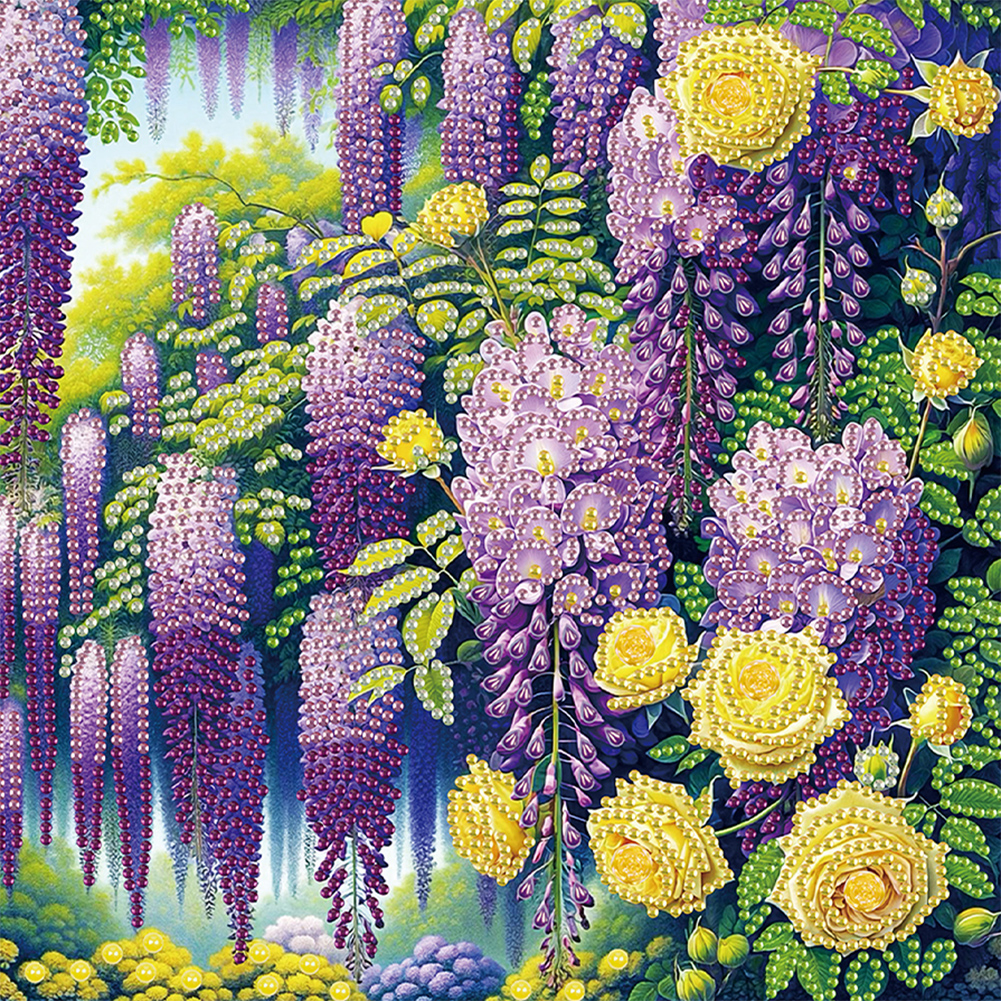 Flowers In The Woods 30*30cm(canvas) special shaped drill diamond painting