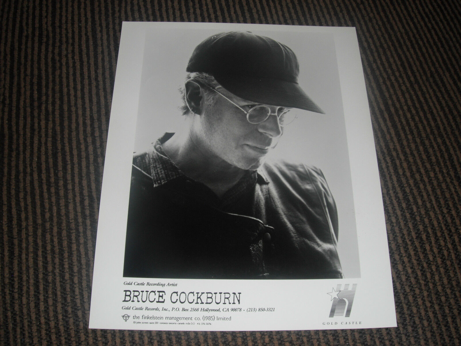 Bruce Cockburn Headshot 8x10 B&W Publicity Photo Poster painting 1985