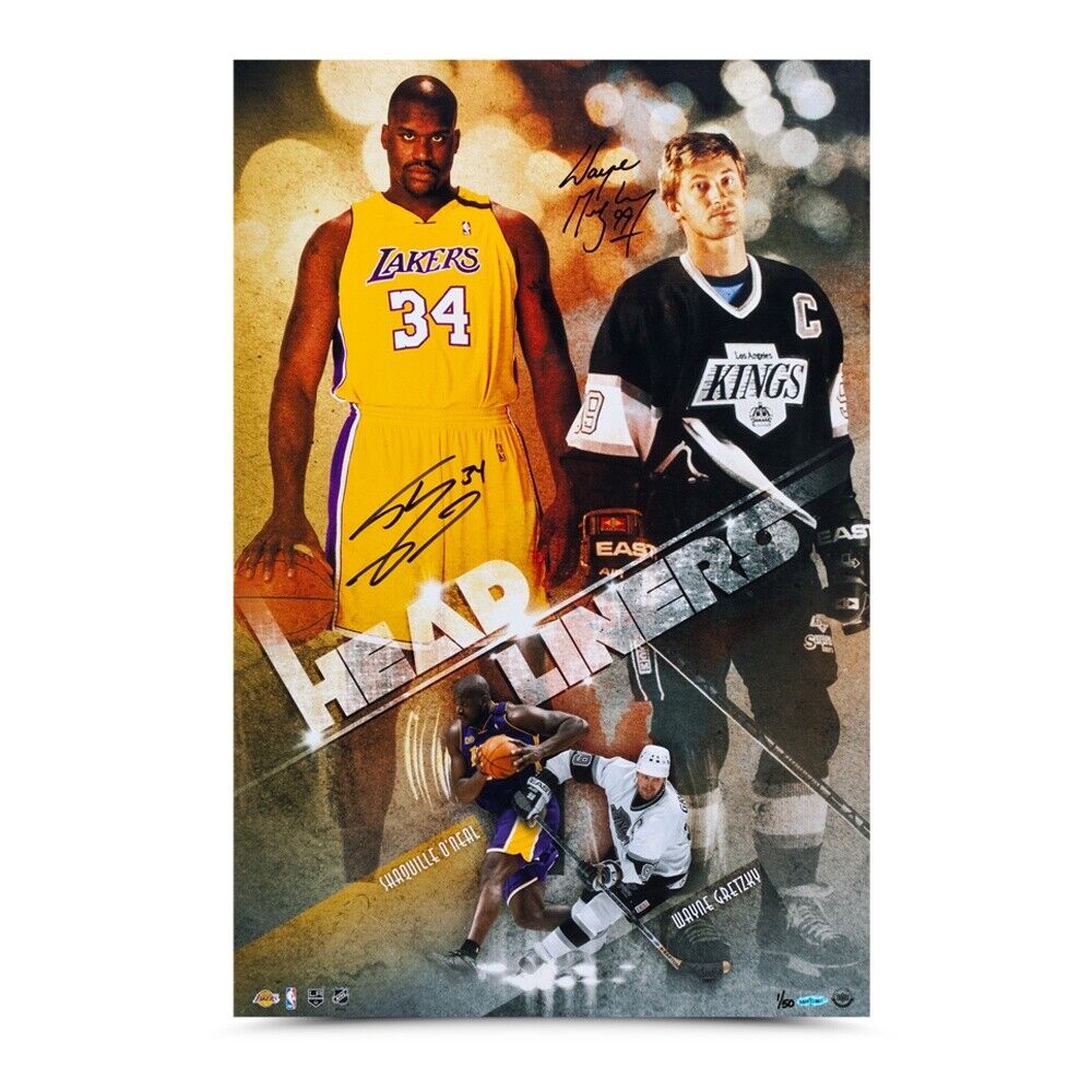 Wayne Gretzky Shaquille O'Neal Signed Autographed 20X30 Photo Poster painting Headliners /50 UDA