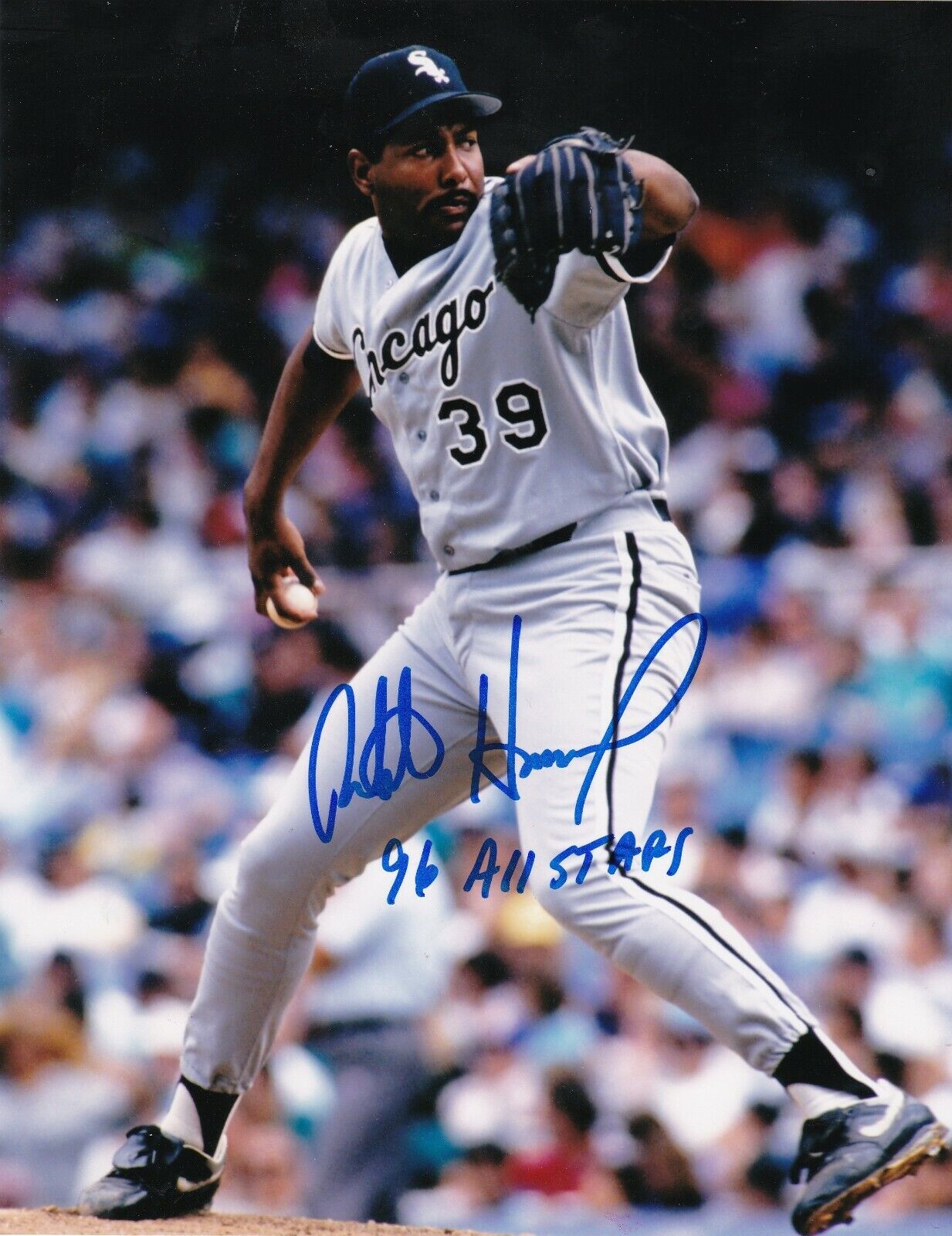 ROBERTO HERNANDEZ CHICAGO WHITE SOX 1996 ALL STAR ACTION SIGNED 8x10