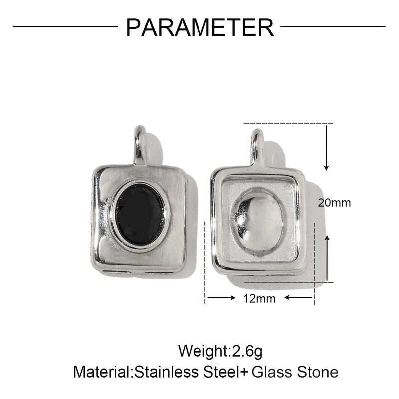 3 PCS/Package 18*19mm 201 Stainless Steel Natural Stone 18K Gold Plated Square Rhombus Polished Jewelry Accessories Pendant